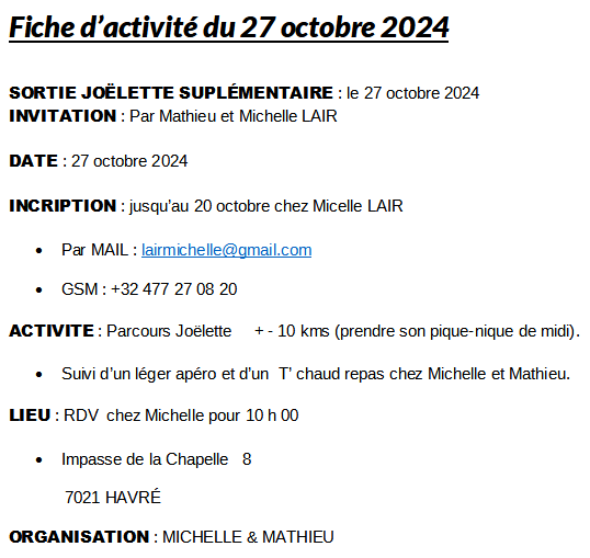 Activité du 24/10/24